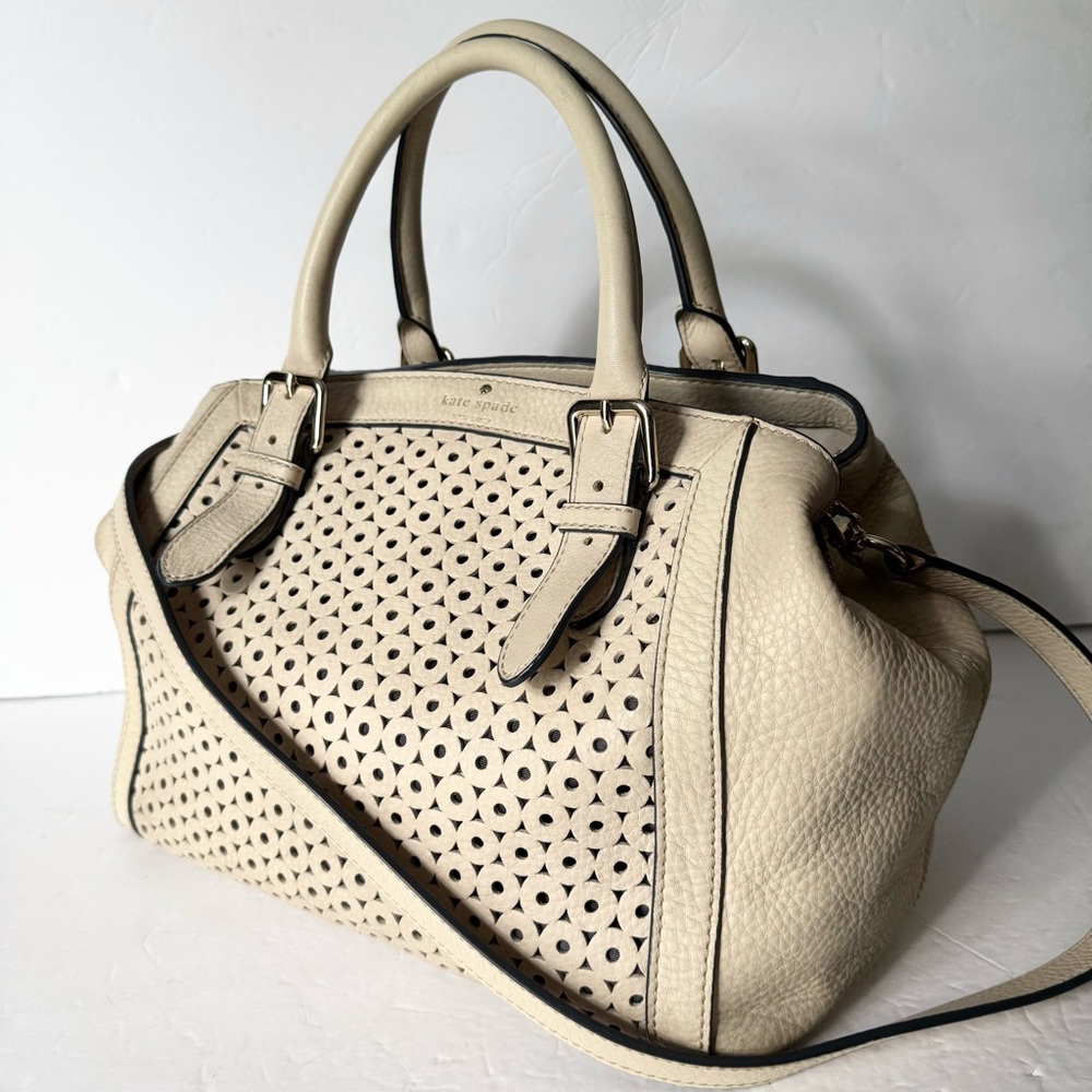 kate spade New York Mercer Isle Sloan Satchel Beige Leather - Picture 6 of 16